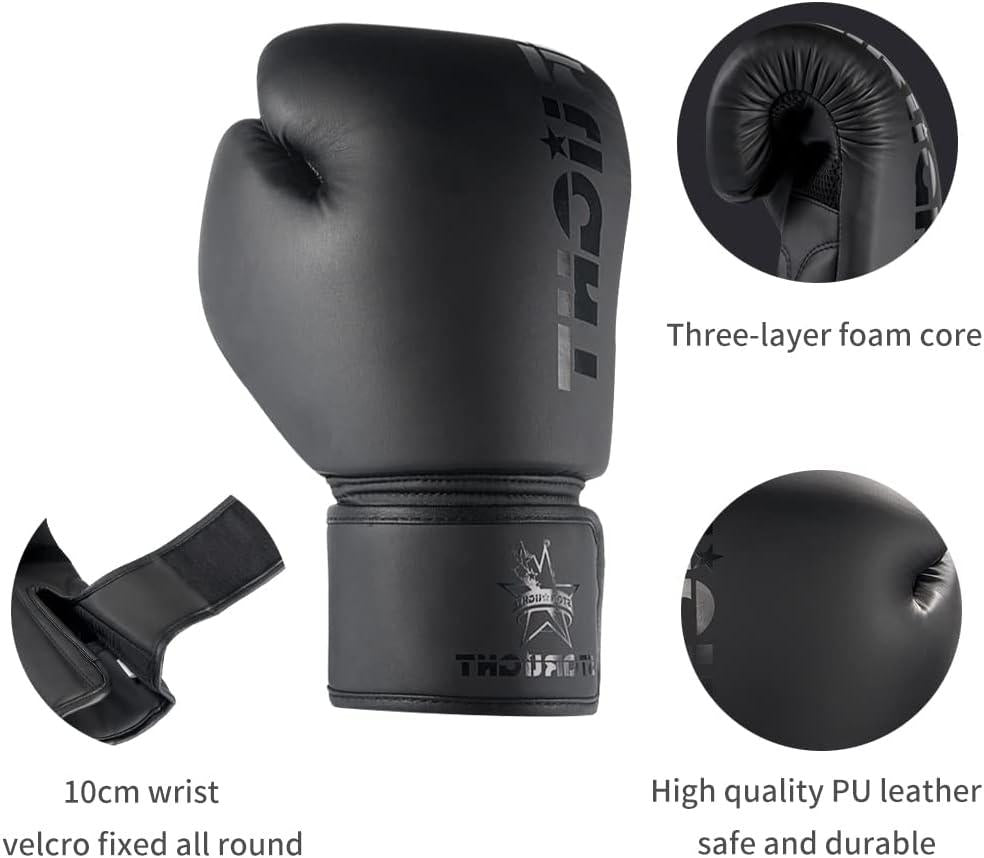 Boxing gloves, best fit for maximum stability, for men and women, for boxing, MMA, Muay Thai, Kickboxing and combat sports 06 10 12 14 oz | carrying bag